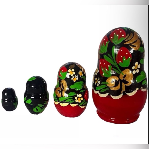 Russian Nesting Dolls Vintage 4 Piece Set Hand Painted Orig Box - Picture 2 of 4